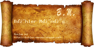 Böhler Ménás névjegykártya